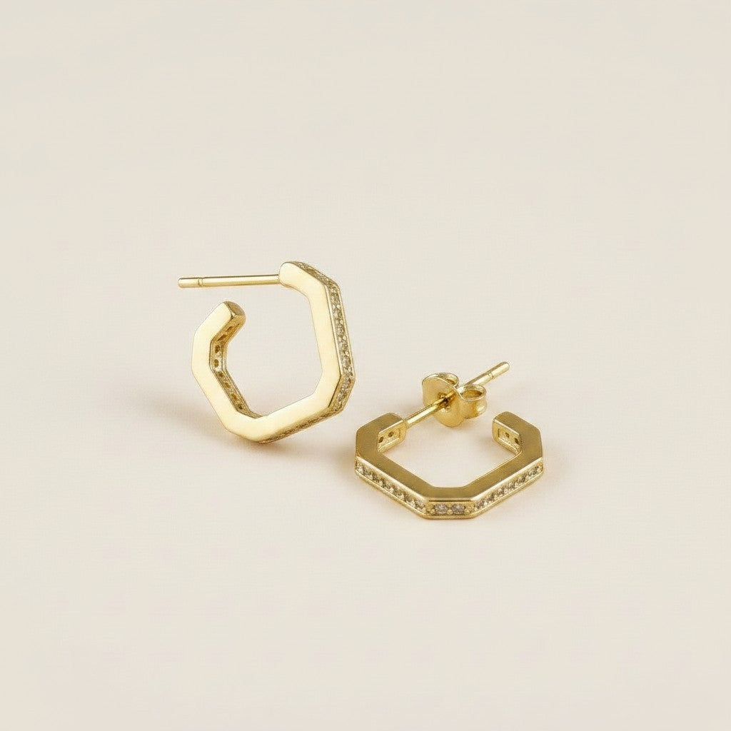 18k Gold Filled Square C-Hoop Earrings | Modern Geometry, Classic Elegance
