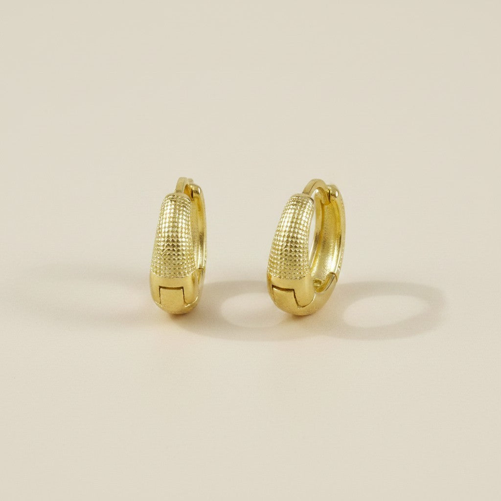 18k Gold Filled Textured Clicker Hoop Earrings | Curated Ear Stack Essential