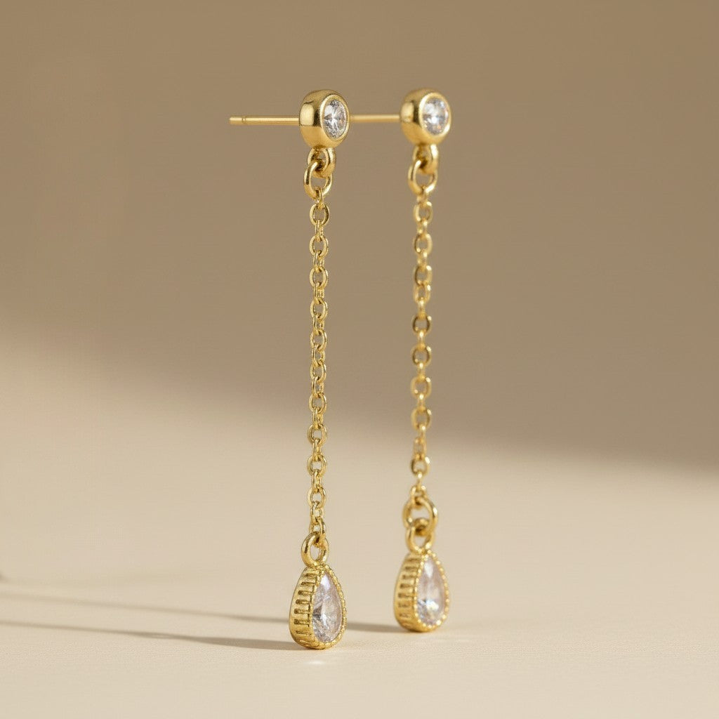 18k Gold Filled CZ Drop Earrings | Delicate Movement, Everyday Sparkle