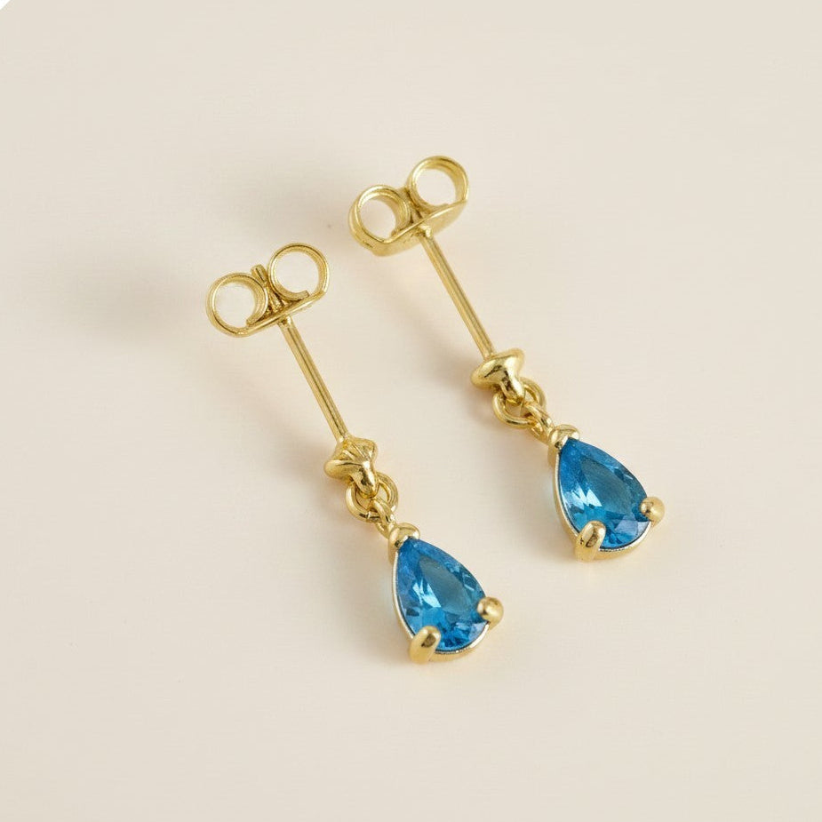 18k Gold Filled Colored CZ Teardrop  Earrings