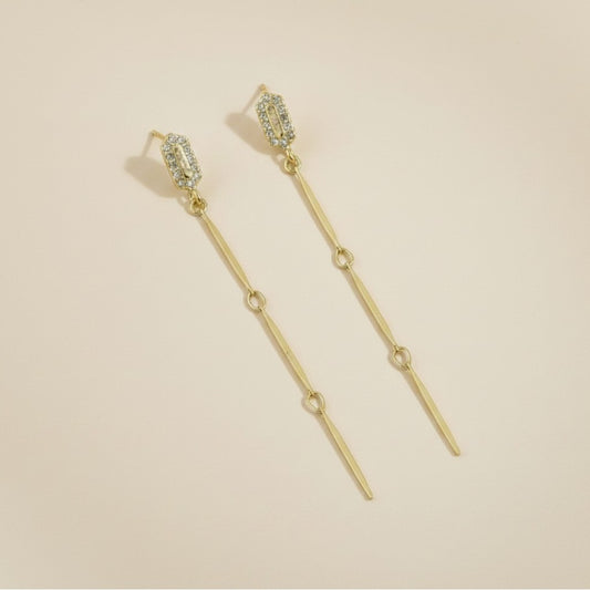 18k Gold Filled CZ Straw Drop Earrings — The Line That Elongates Everything