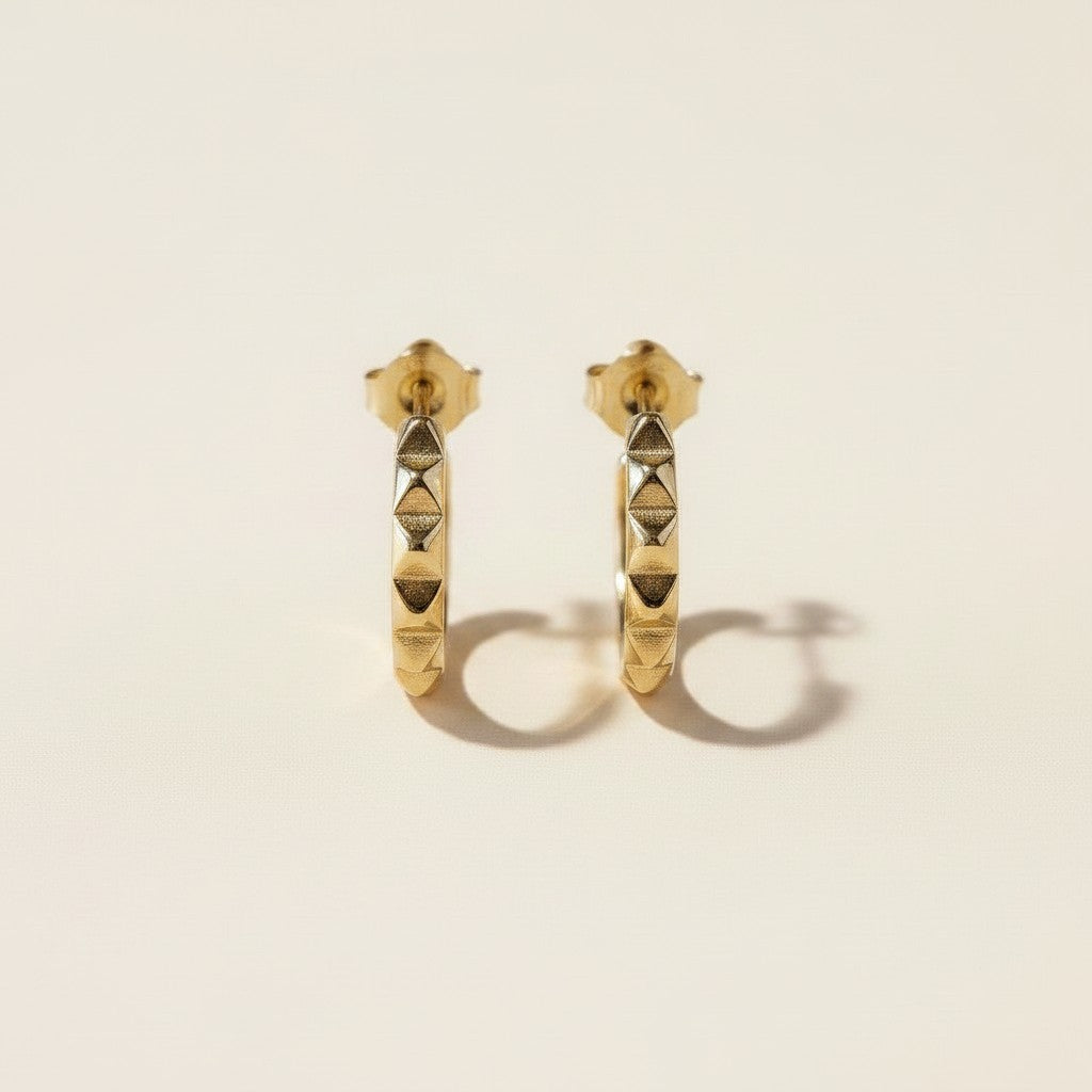 ⚡ 18k Gold Filled Spiked C-Hoop Earrings — The Edge That Changes the Hoop. Two Sizes. One Attitude