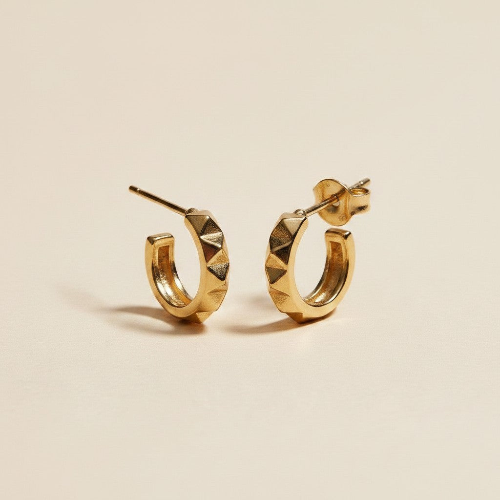 ⚡ 18k Gold Filled Spiked C-Hoop Earrings — The Edge That Changes the Hoop. Two Sizes. One Attitude