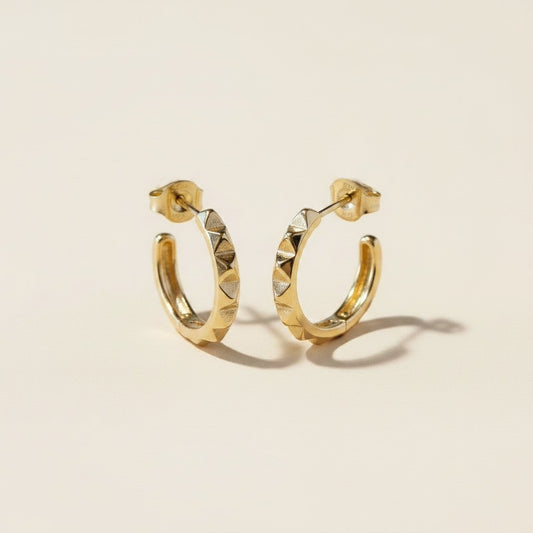 ⚡ 18k Gold Filled Spiked C-Hoop Earrings — The Edge That Changes the Hoop. Two Sizes. One Attitude