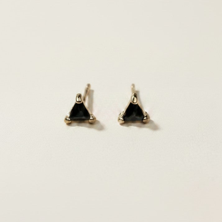 18k Gold Filled Mini CZ Triangle Studs — Three Points. Two Colors. The Tiniest Statement.