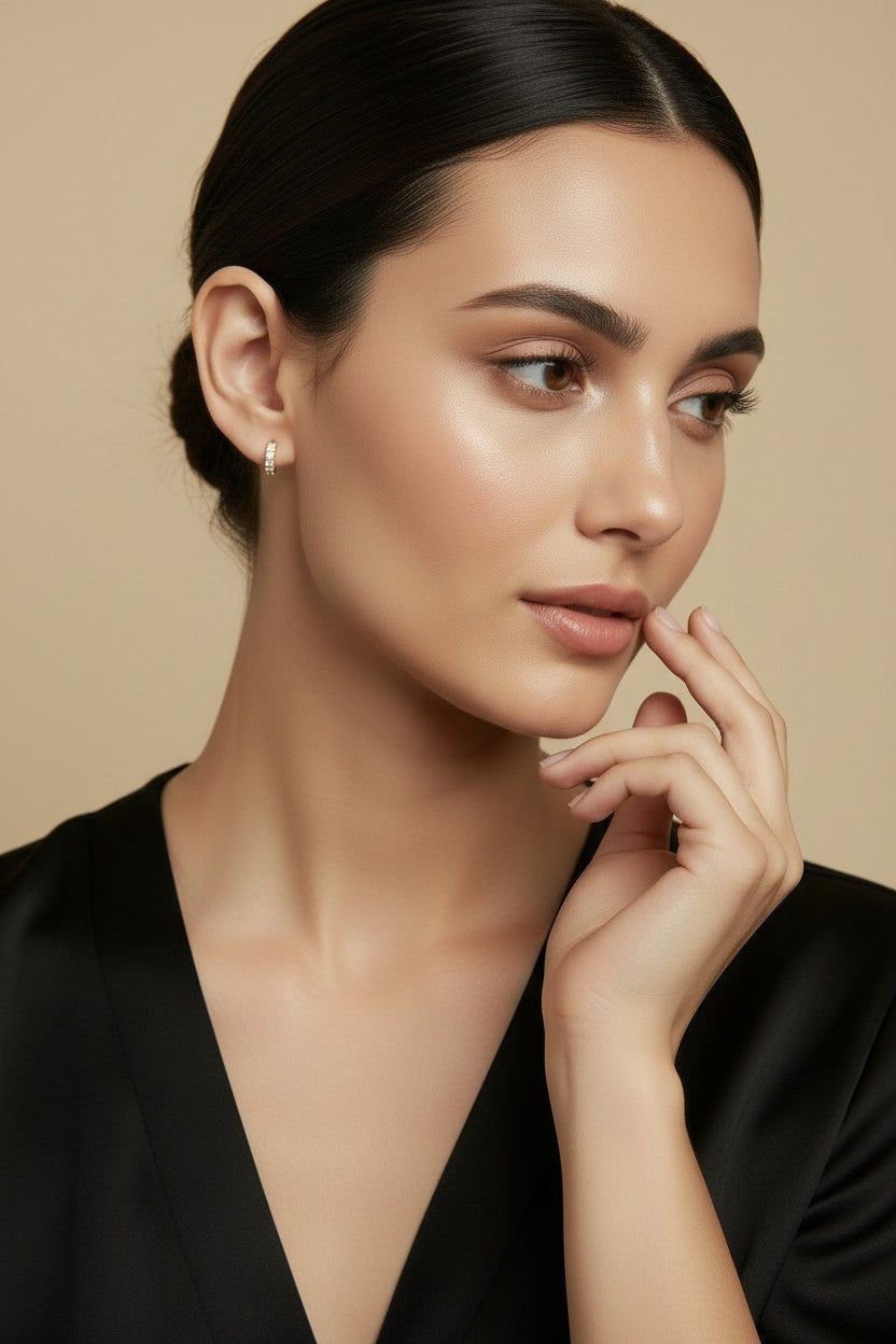 ✨ 18k Gold Filled Petite Pavé CZ Clicker Hoop Earrings — Micro Sparkle. Tiny Hoop. Maximum Elegance.