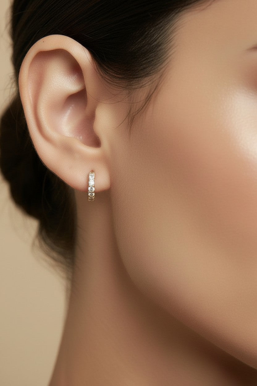 ✨ 18k Gold Filled Petite Pavé CZ Clicker Hoop Earrings — Micro Sparkle. Tiny Hoop. Maximum Elegance.