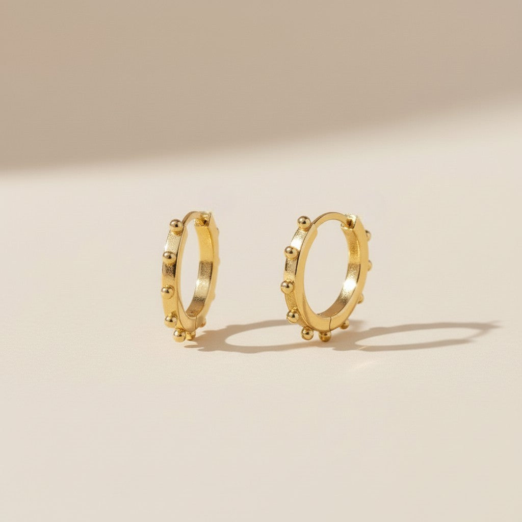 Ball Hoop Earrings for Women - Trendy Textured Hoops