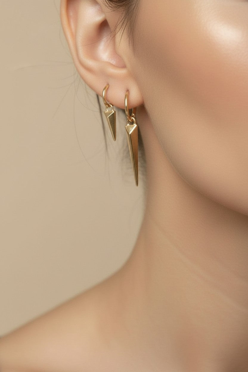 ⚡ 18k Gold Filled Faceted Spear Earring Charm — Add It. Transform the Hoop. Two Sizes.
