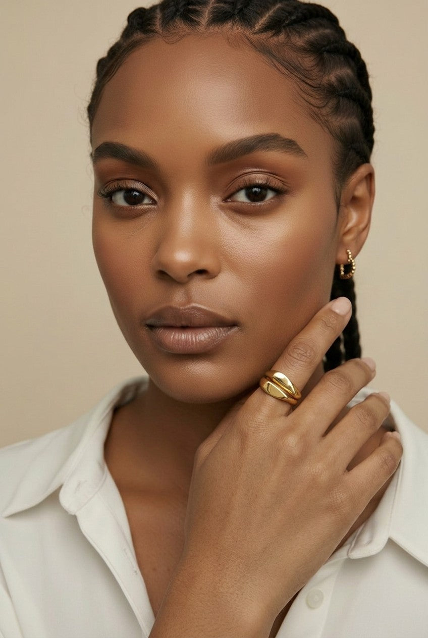 💛 18k Gold Filled Polished Heart Double Ring — Two Bands. One Heart. The Ring That Reveals Itself.