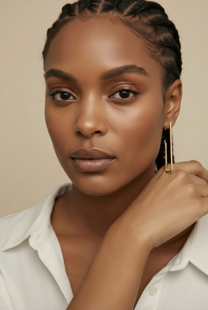 18k Gold Filled Rectangle Bar Earrings | Minimalist Statement Style