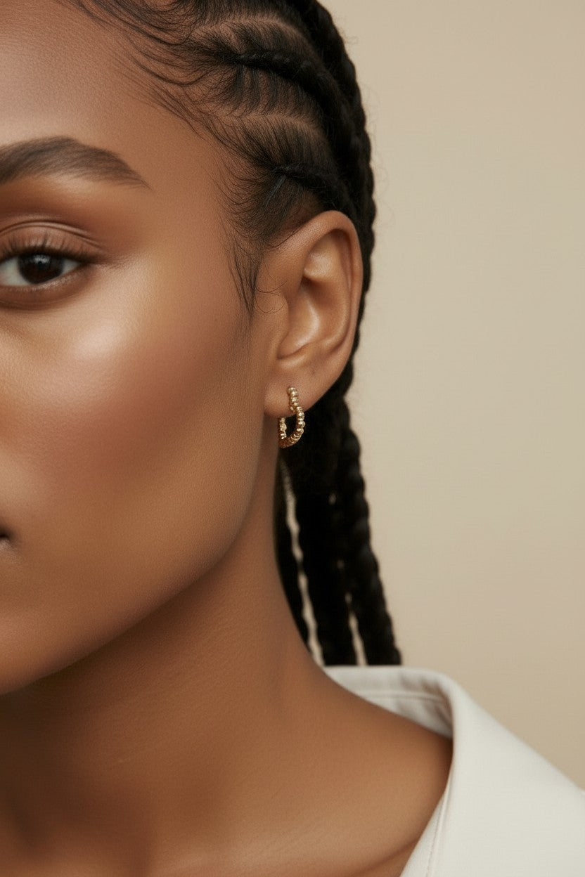 💛 18k Gold Filled Beaded Heart Hoop Earrings — The Love Shape, Traced in Granulated Gold.