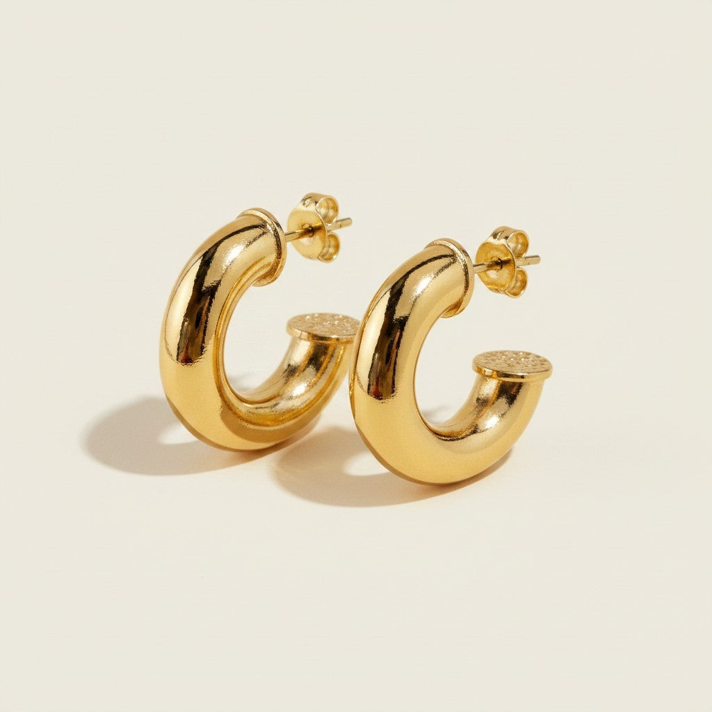 18k Gold Filled Chubby Short C-Hoop Earrings | The Hoop Everyone Asks About
