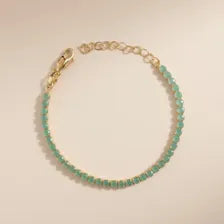 Mint Green CZ Tennis Bracelet - Adjustable Chain Bracelet