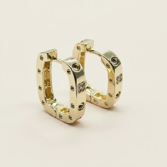 18k Gold Filled Large Rectangular Clicker Hoop Earrings | Modern Sparkle