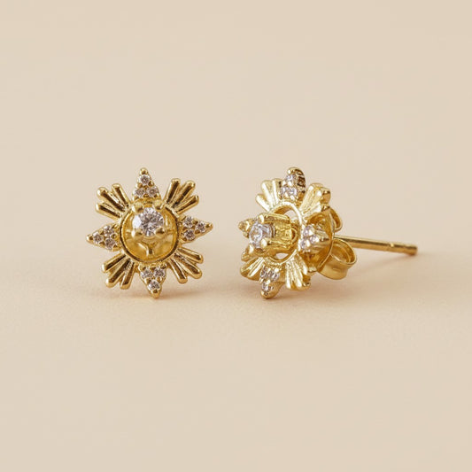 18k Gold Filled 2-Part Round Stud Earrings | Two Looks in One