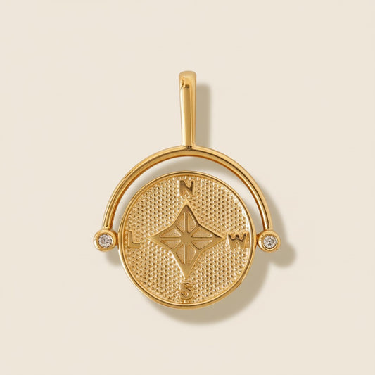Compass Necklace - Swivel Pendant for Women | Symbol of Direction & Luck