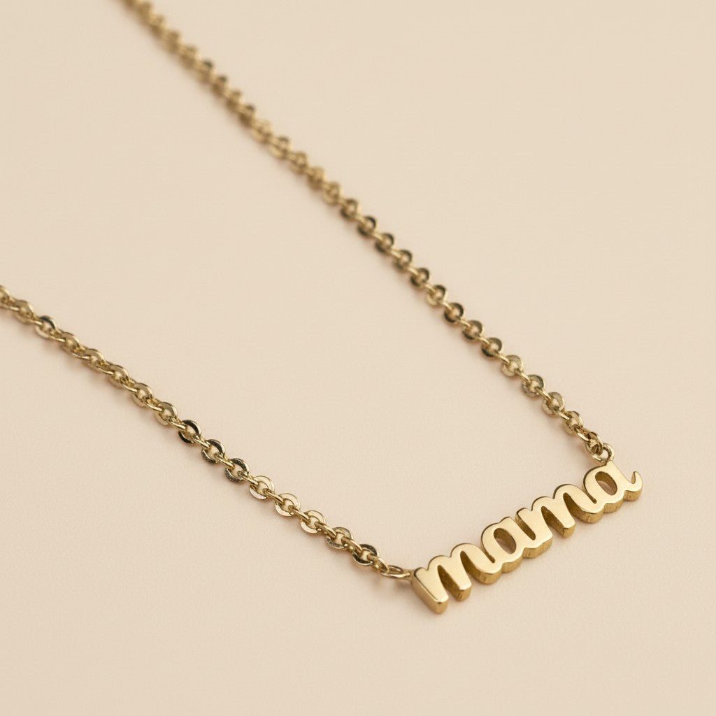 Mama Necklace - Script Pendant Mother's Day Gift | Gold Mom Jewelry