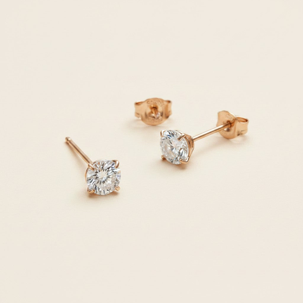 14k Solid Gold 4mm CZ Stud Earrings | Fine Jewelry for the Detail-Oriented