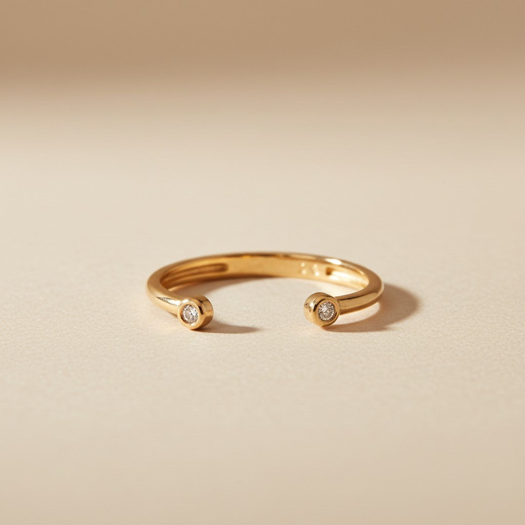 Open Ring with CZ - Delicate Stackable Ring for Women