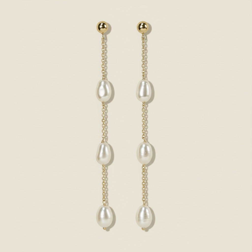 Baroque Pearl Drop Earrings - Long Statement Earrings for Women