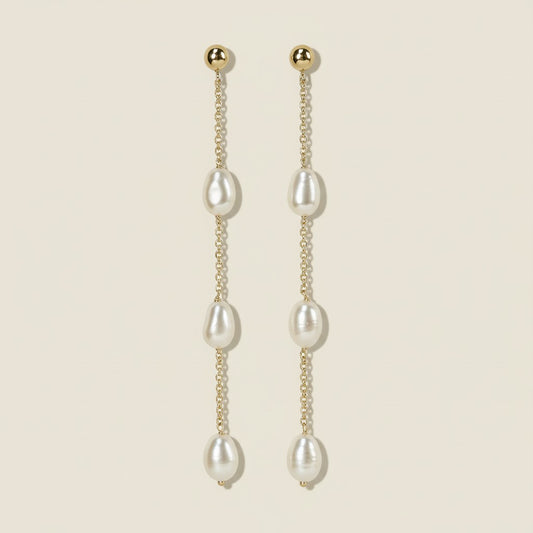 Baroque Pearl Drop Earrings - Long Statement Earrings for Women
