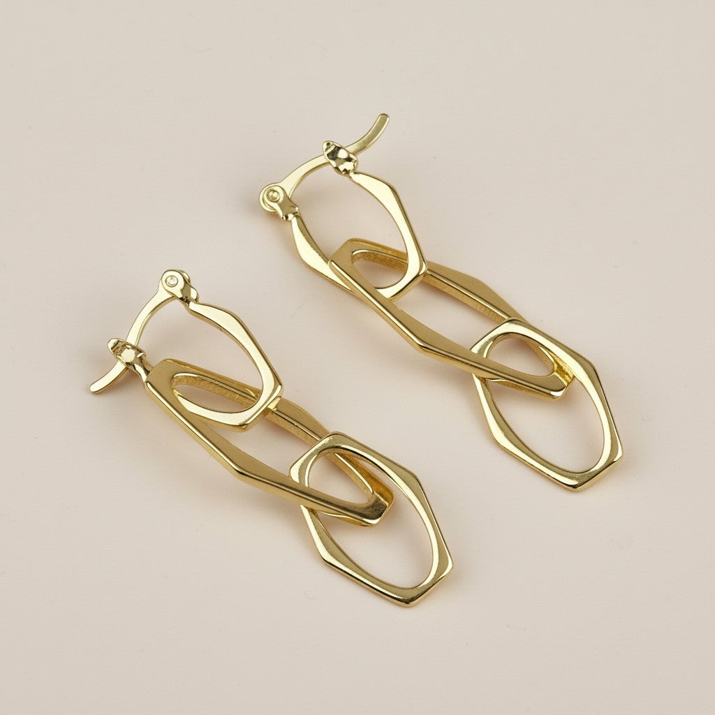 Geometric Dangle Earrings - Modern Statement Earrings for Women
