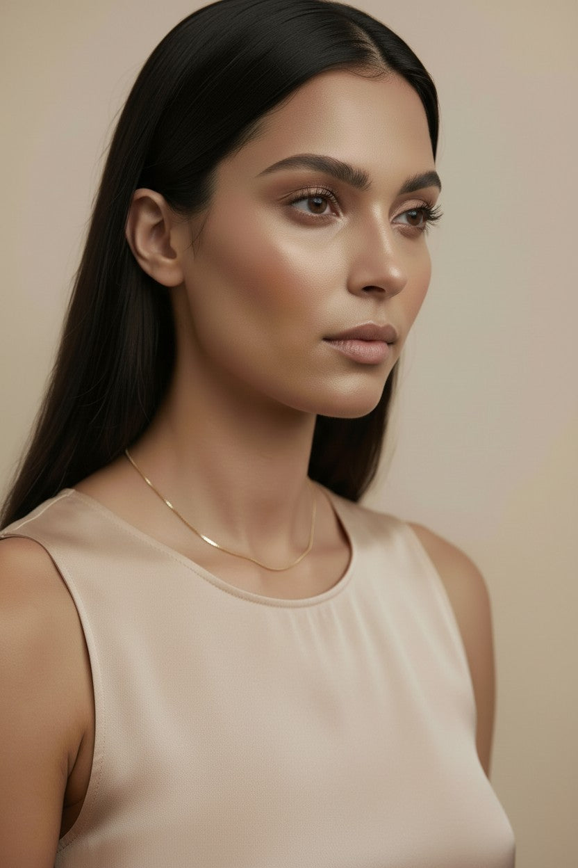 Diamond Cut Box Chain Necklace - Adjustable Length for Women