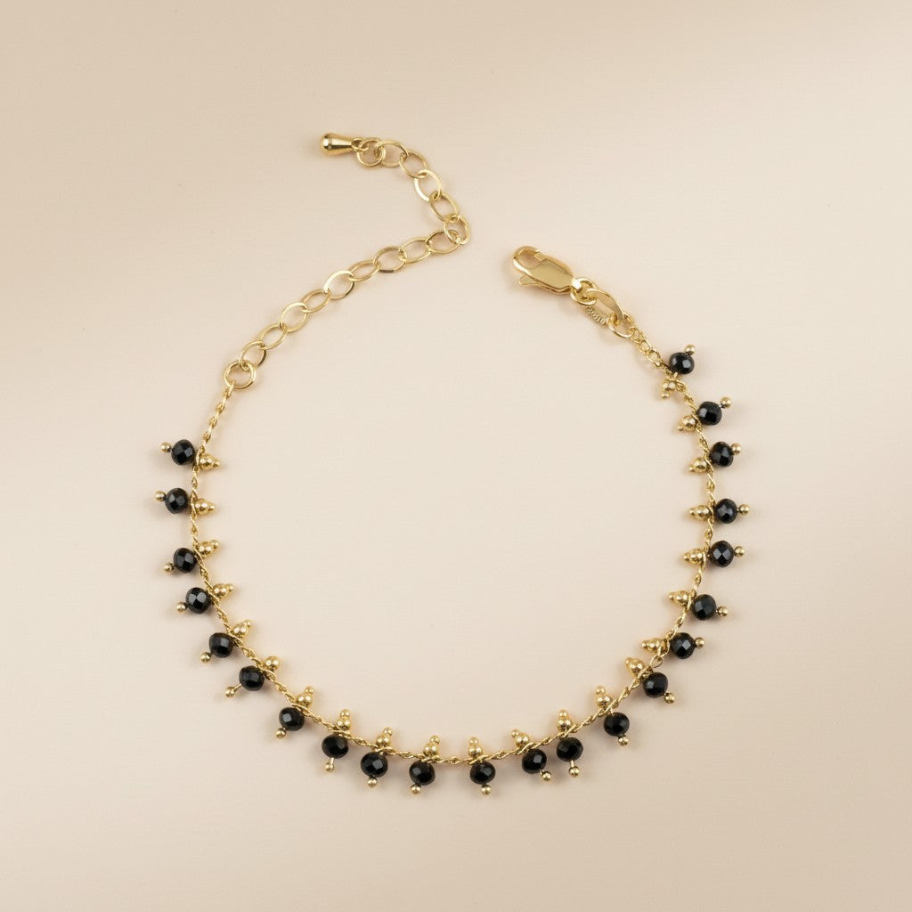 Black Beaded Bracelet for Women - Elegant Statement Jewelry