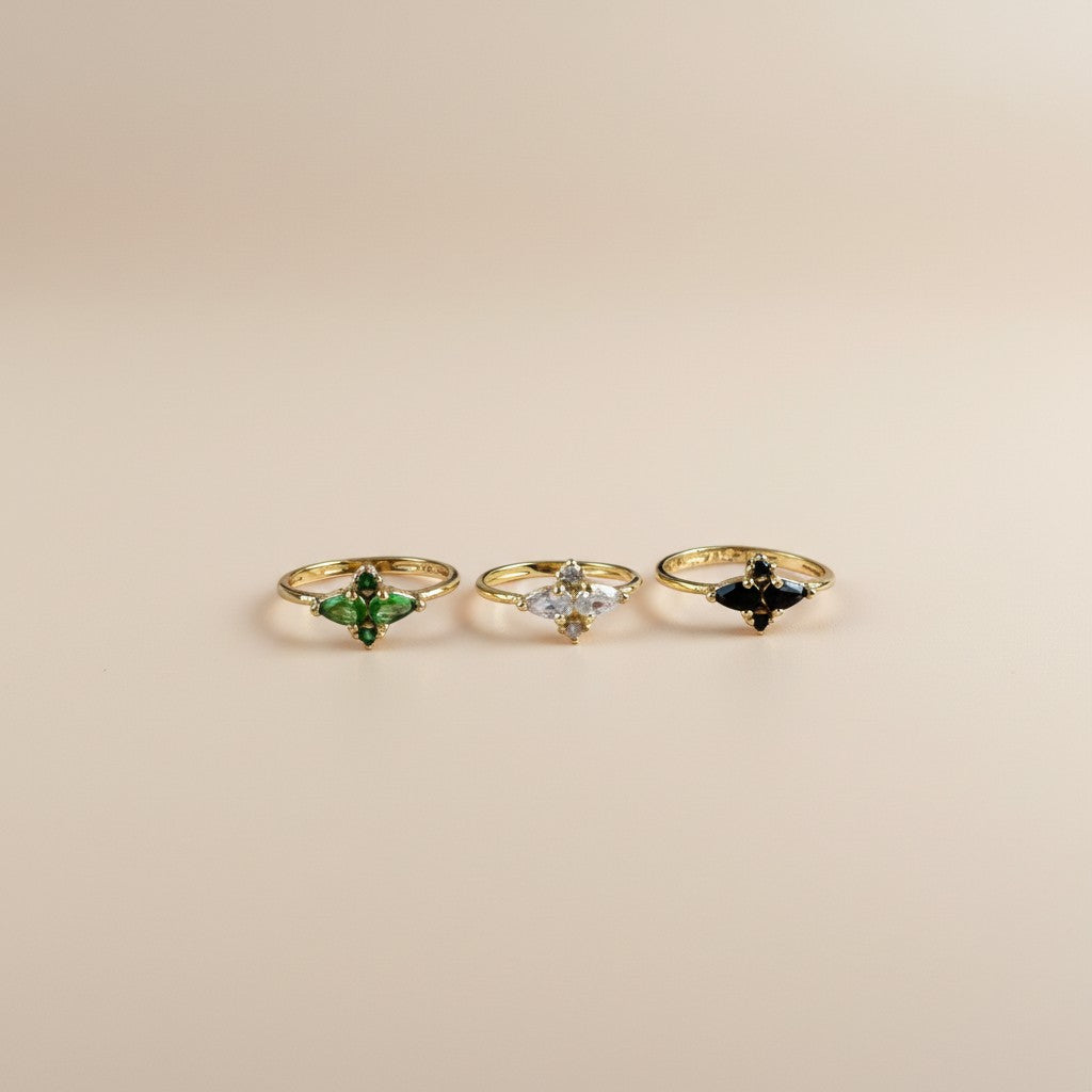 Vintage Flower Ring for Women - Delicate CZ Floral Statement Ring