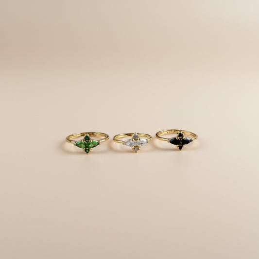 Vintage Flower Ring for Women - Delicate CZ Floral Statement Ring