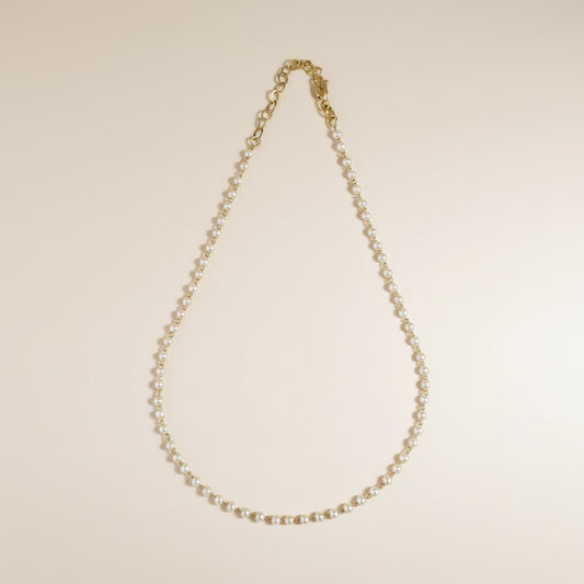 18k Gold Filled 3mm Pearls Choker Necklace