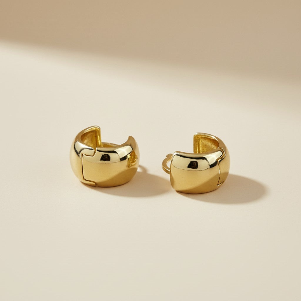 18k Gold Filled Small Chunky Clicker Hoop Earrings