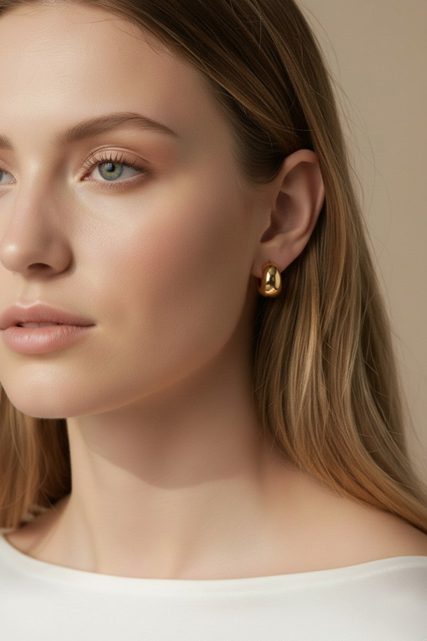18k Gold Filled Small Chunky Clicker Hoop Earrings