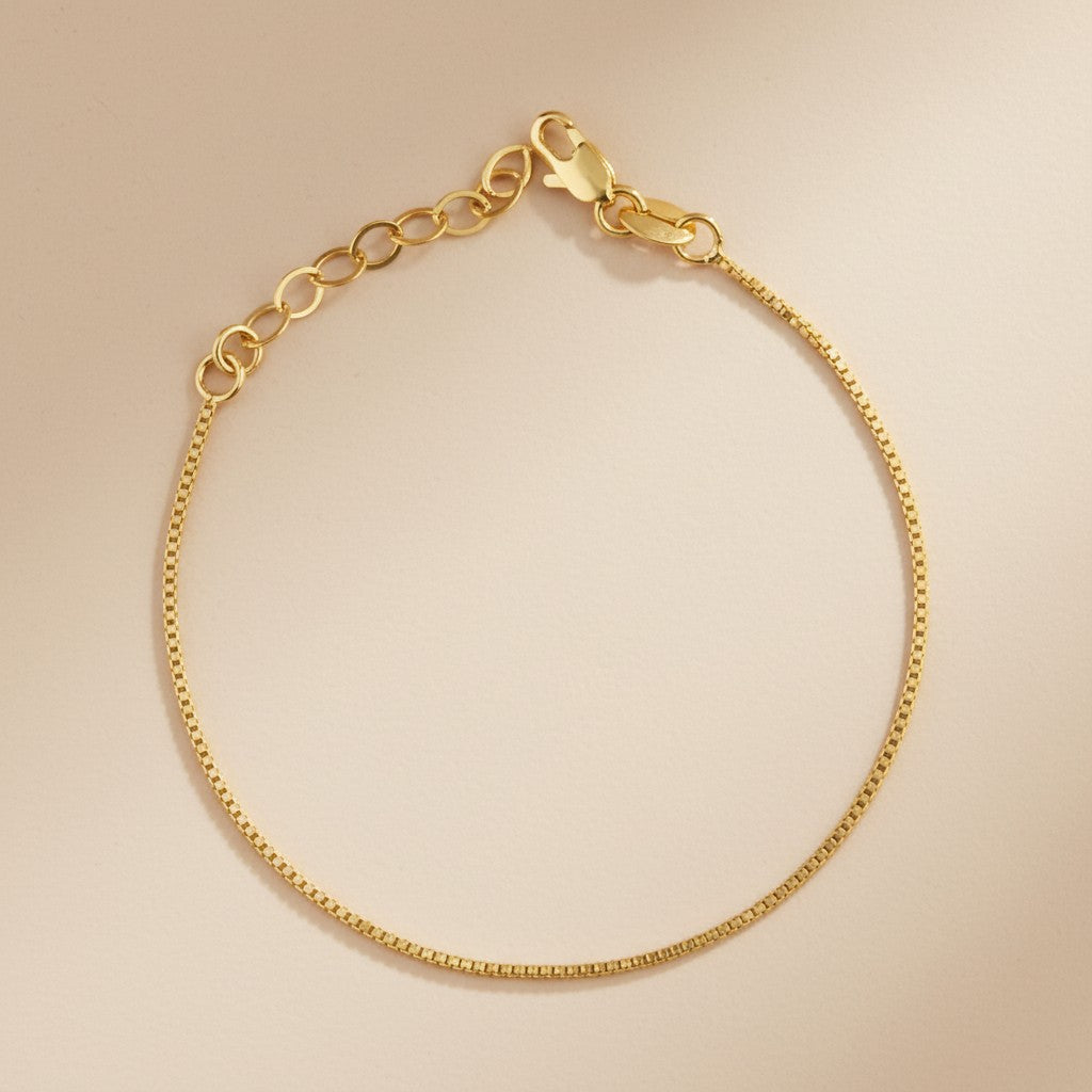 Box Chain Bracelet - Delicate 1mm Minimalist Jewelry for Women