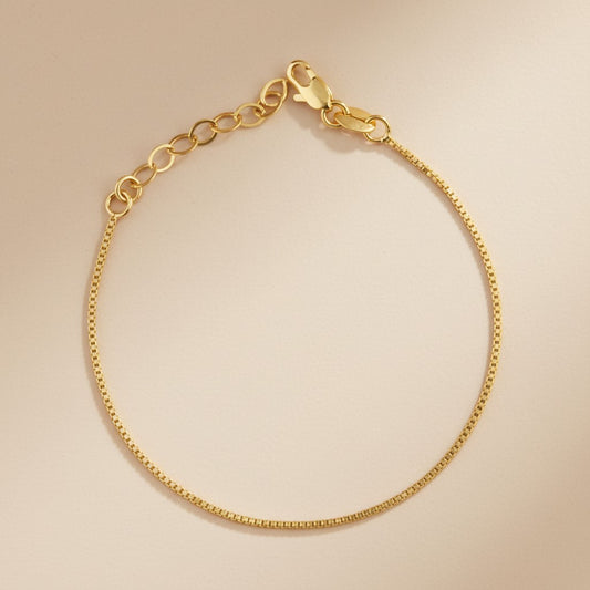 Box Chain Bracelet - Delicate 1mm Minimalist Jewelry for Women
