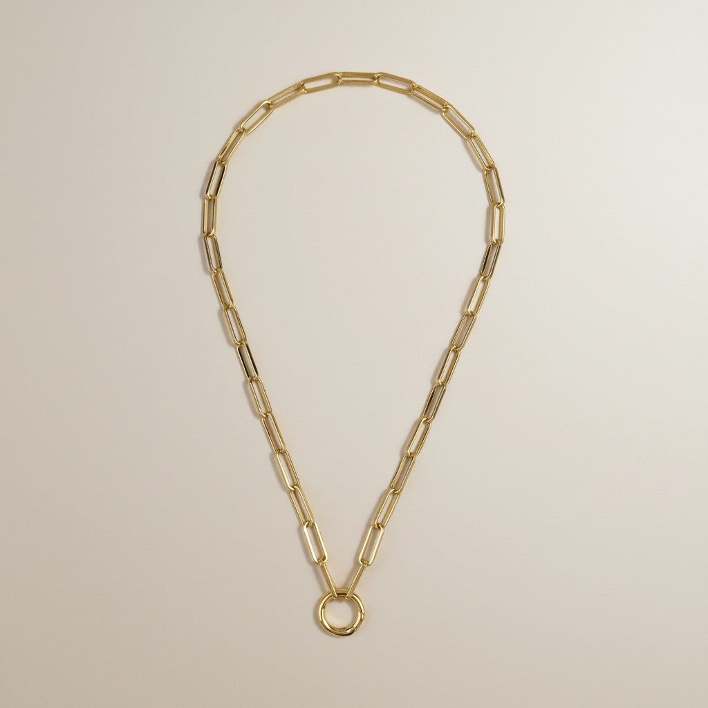 Paperclip Chain Necklace with Carabiner Clasp - Charm Ready Chain
