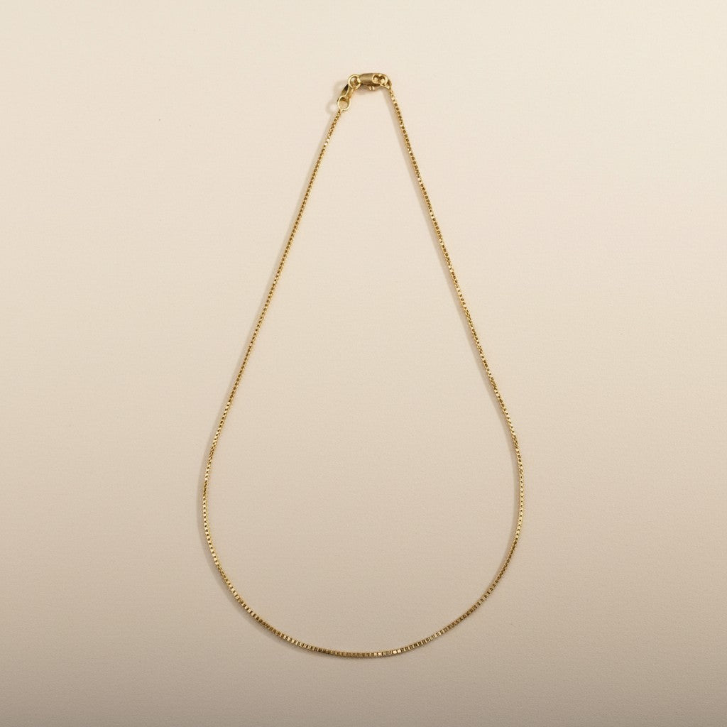 Box Chain Necklace for Women - 1mm Delicate Gold Chain