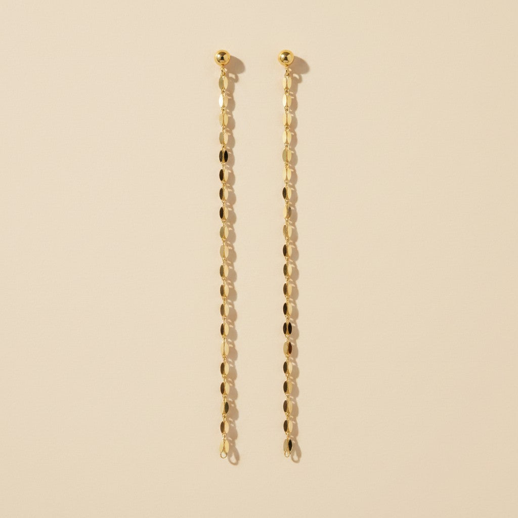 Chain Drop Earrings - Long Dangle Statement Earrings for Women