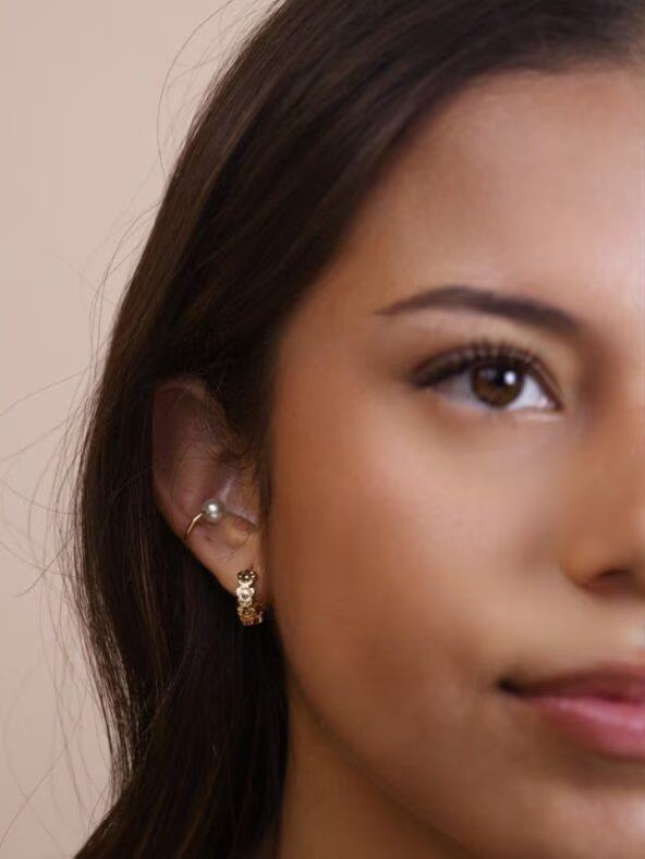 Flower Huggie Hoop Earrings for Women - Small Gold Hoops