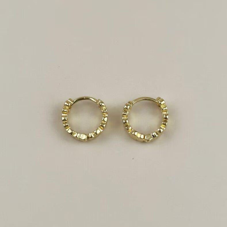 Flower Huggie Hoop Earrings for Women - Small Gold Hoops