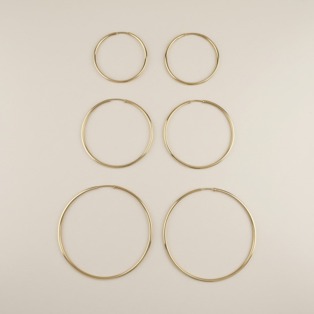 Continuous Hoop Earrings - Lightweight Seamless Hoops for Women