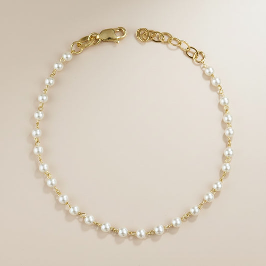 Pearl Bracelet - Elegant 3mm Simulated Pearl Beads for Women