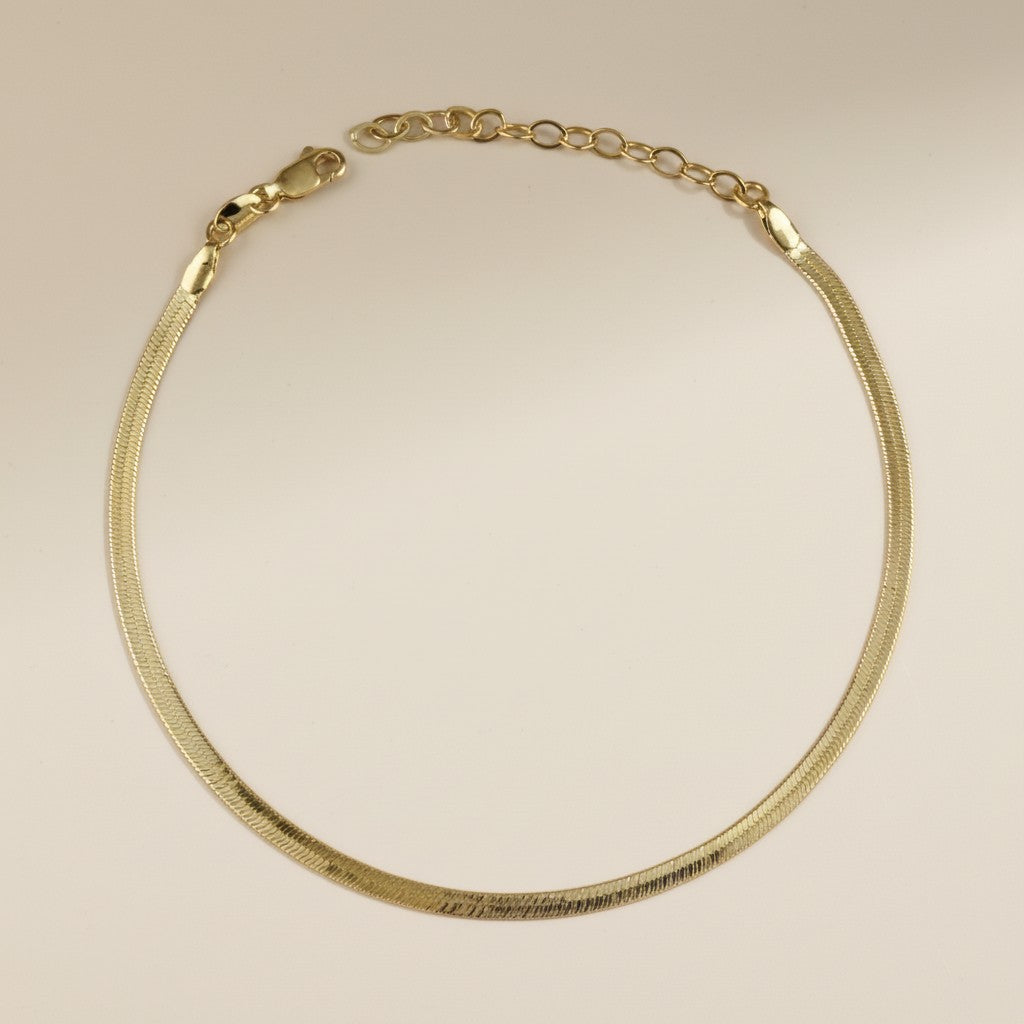 Herringbone Anklet | 3mm Thick Chain | Water-Resistant Beach Jewelry