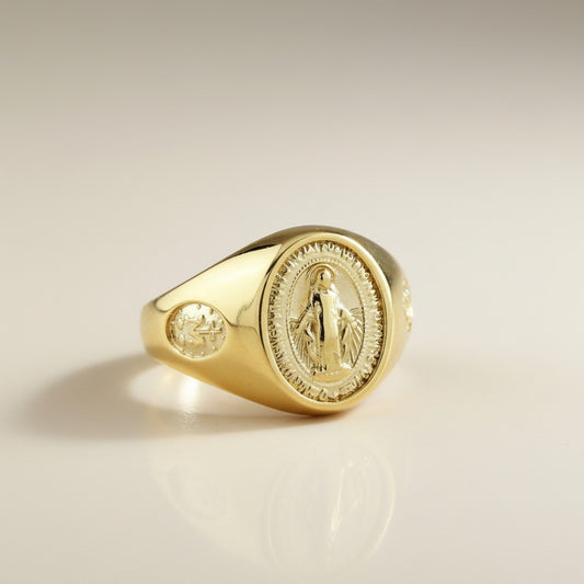 18k Gold Filled Lady Of Grace Signet Ring