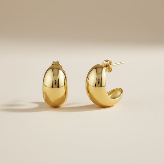 Dome Earrings for Women - Medium Size Statement Hoops | Hypoallergenic Daily Wear Jewelry