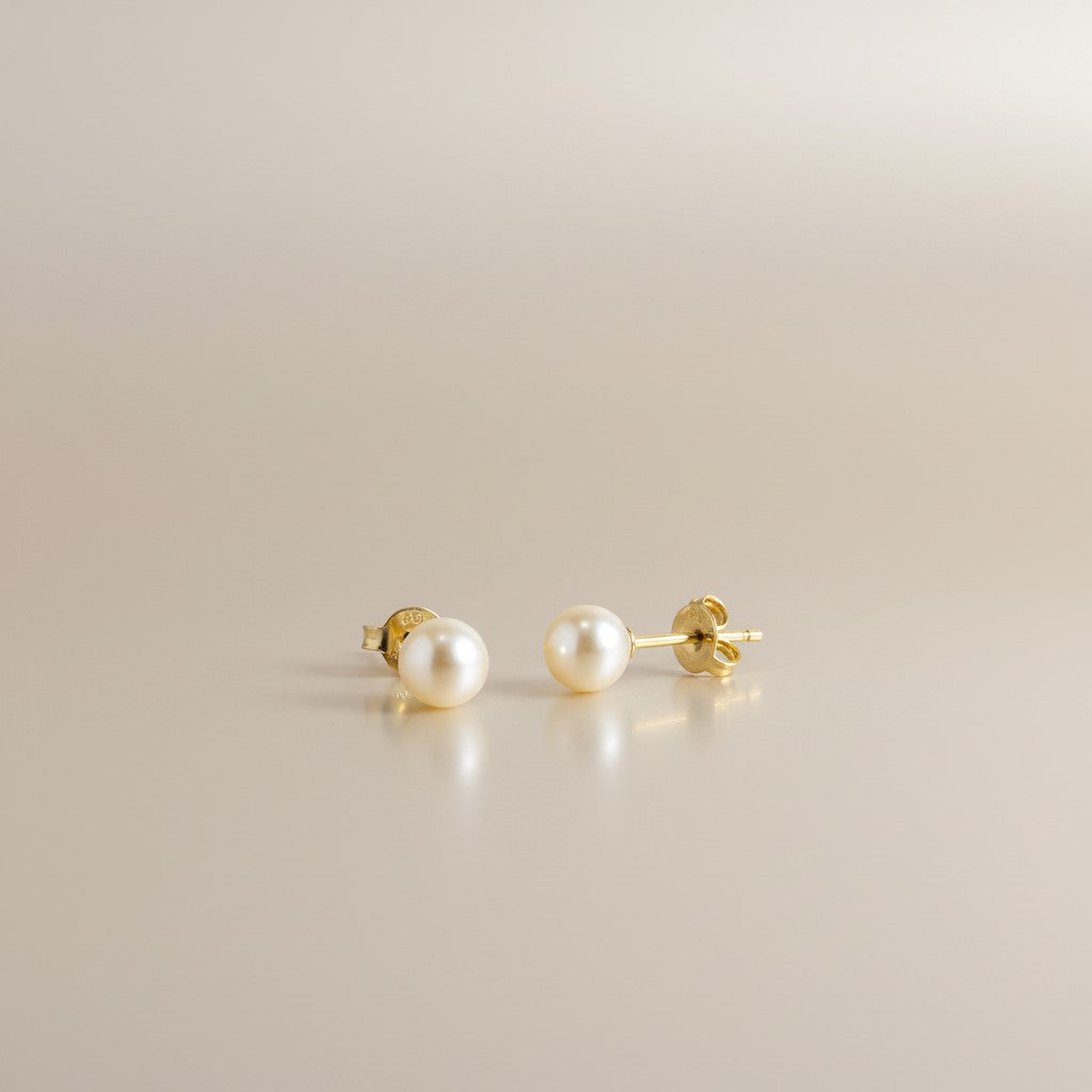Pearl Stud Earrings for Women - 6mm Korean Pearl Studs