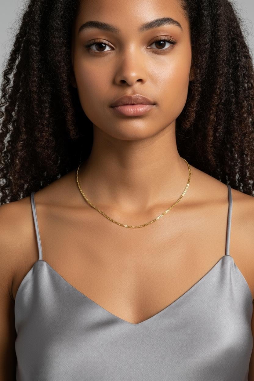 Flat Mariner Chain Necklace for Women - Dainty Minimalist Jewelry