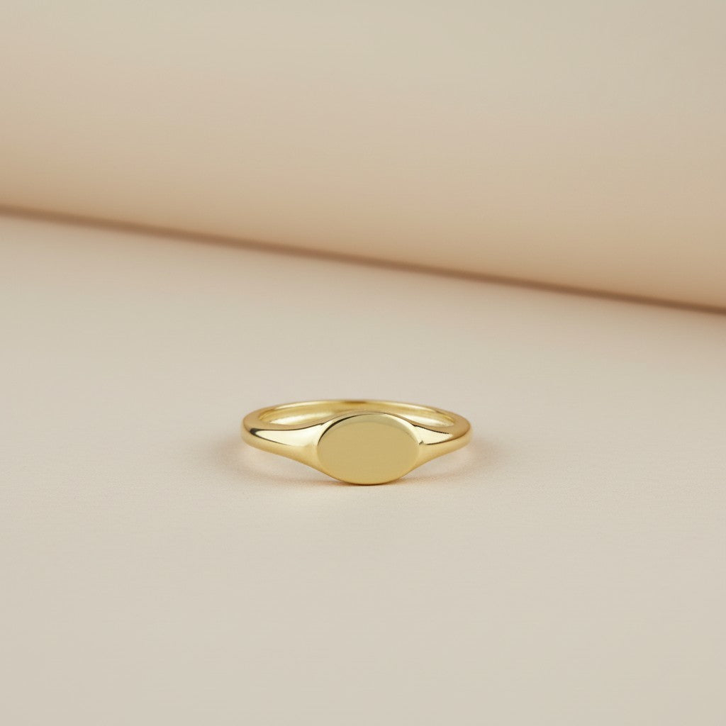 Signet Ring for Women | Classic Minimalist Statement Ring | Engravable Gold Ring