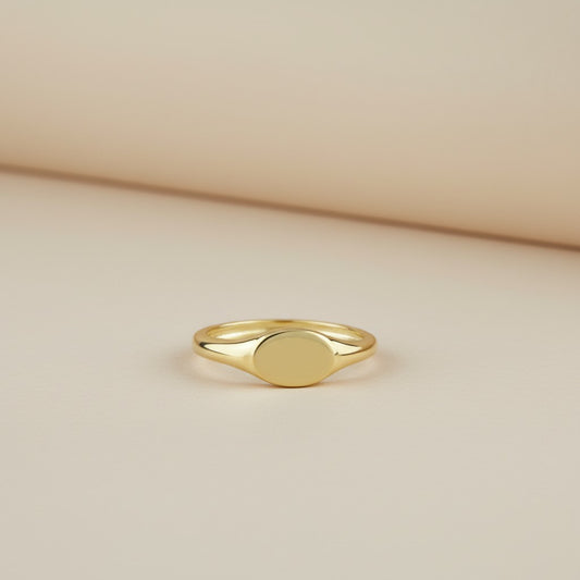 Signet Ring for Women | Classic Minimalist Statement Ring | Engravable Gold Ring